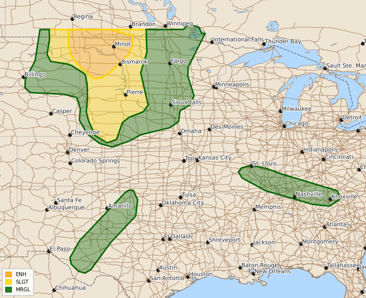 Risk area map for Day 1 Areal Outline