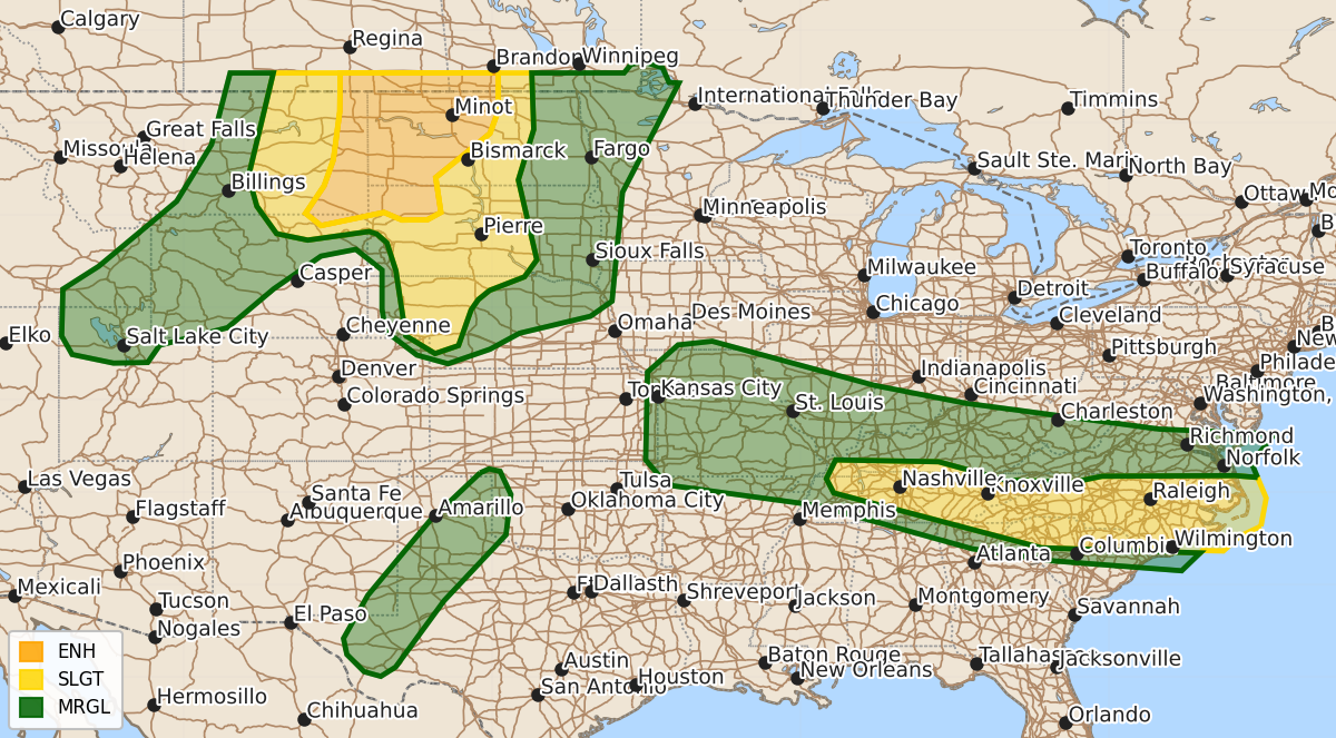 Risk area map for Day 1 Areal Outline