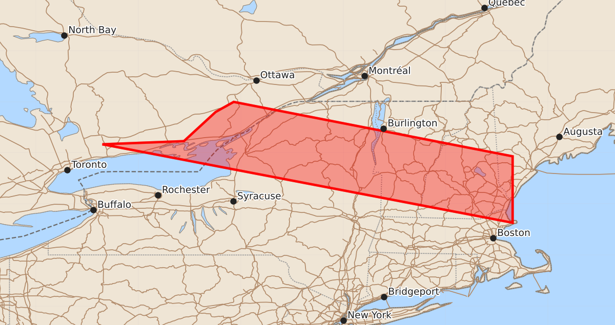 Risk area map for Watch 397 Outline