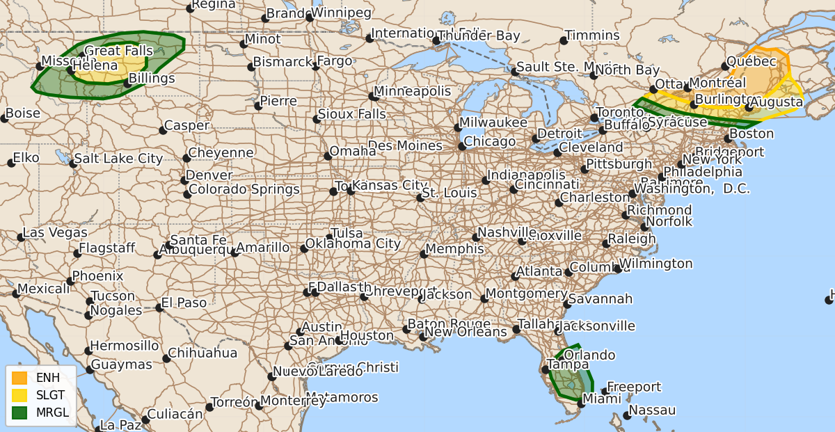 Risk area map for Day 1 Areal Outline