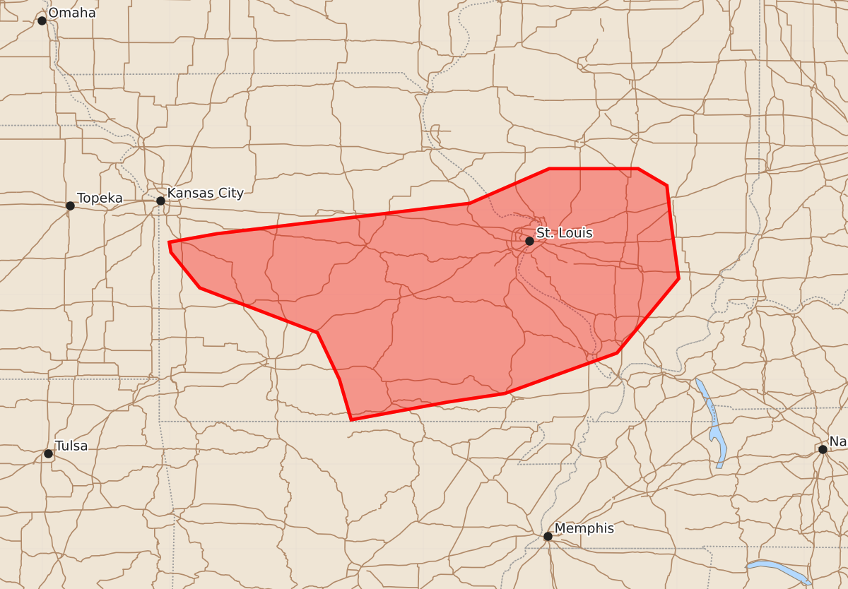 Risk area map for Mesoscale Discussion 1580