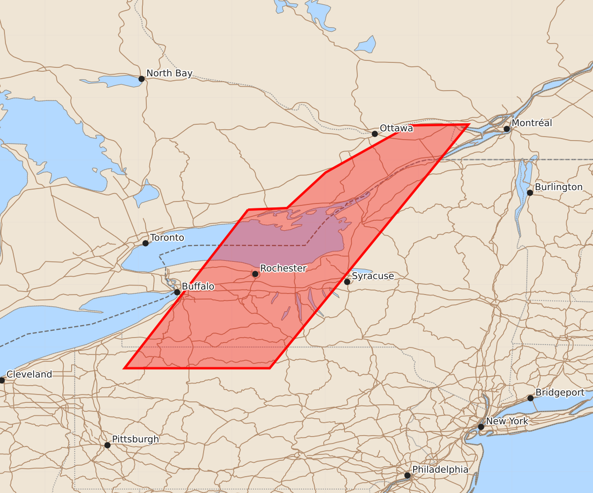 Risk area map for Watch 334 Outline