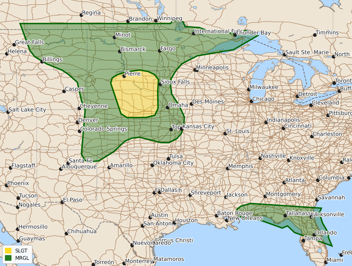 Risk area map for Day 1 Areal Outline