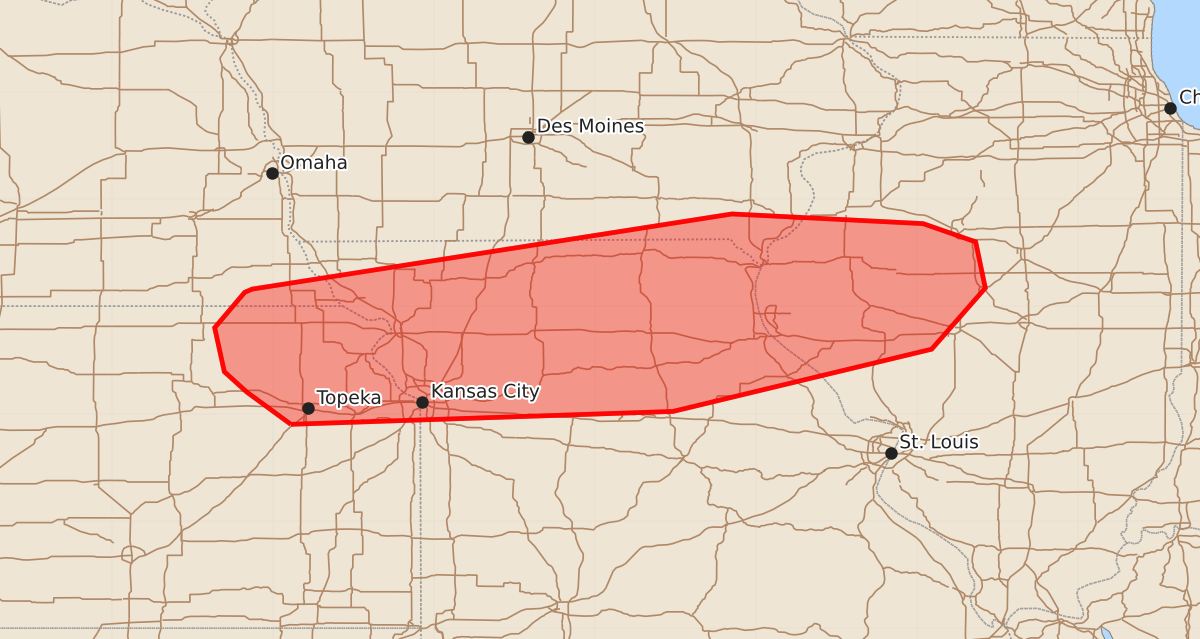 Risk area map for Mesoscale Discussion 1984