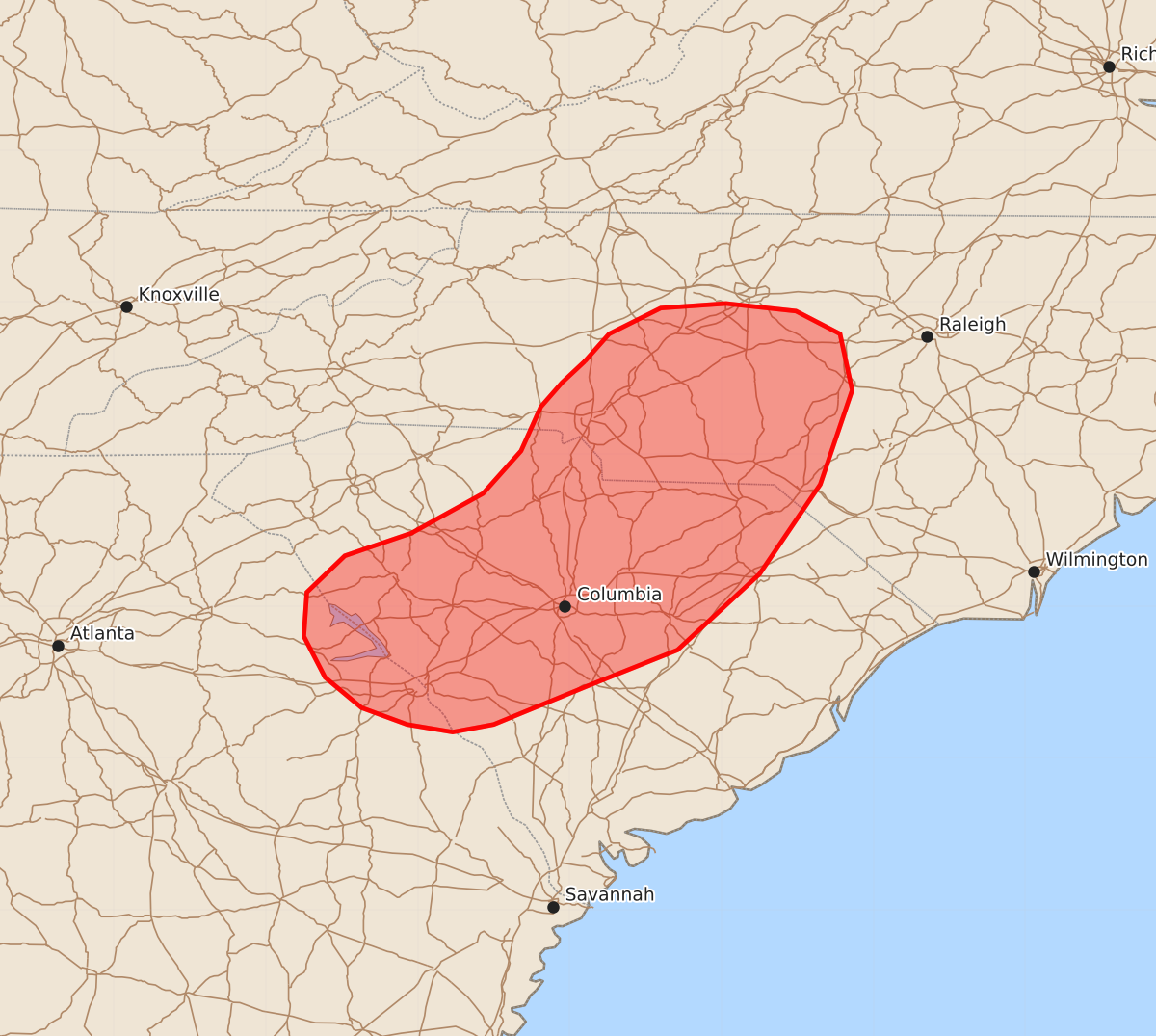 Risk area map for Mesoscale Discussion 1575
