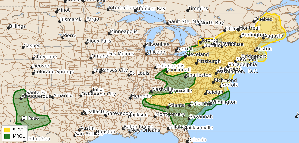 Risk area map for Day 1 Areal Outline