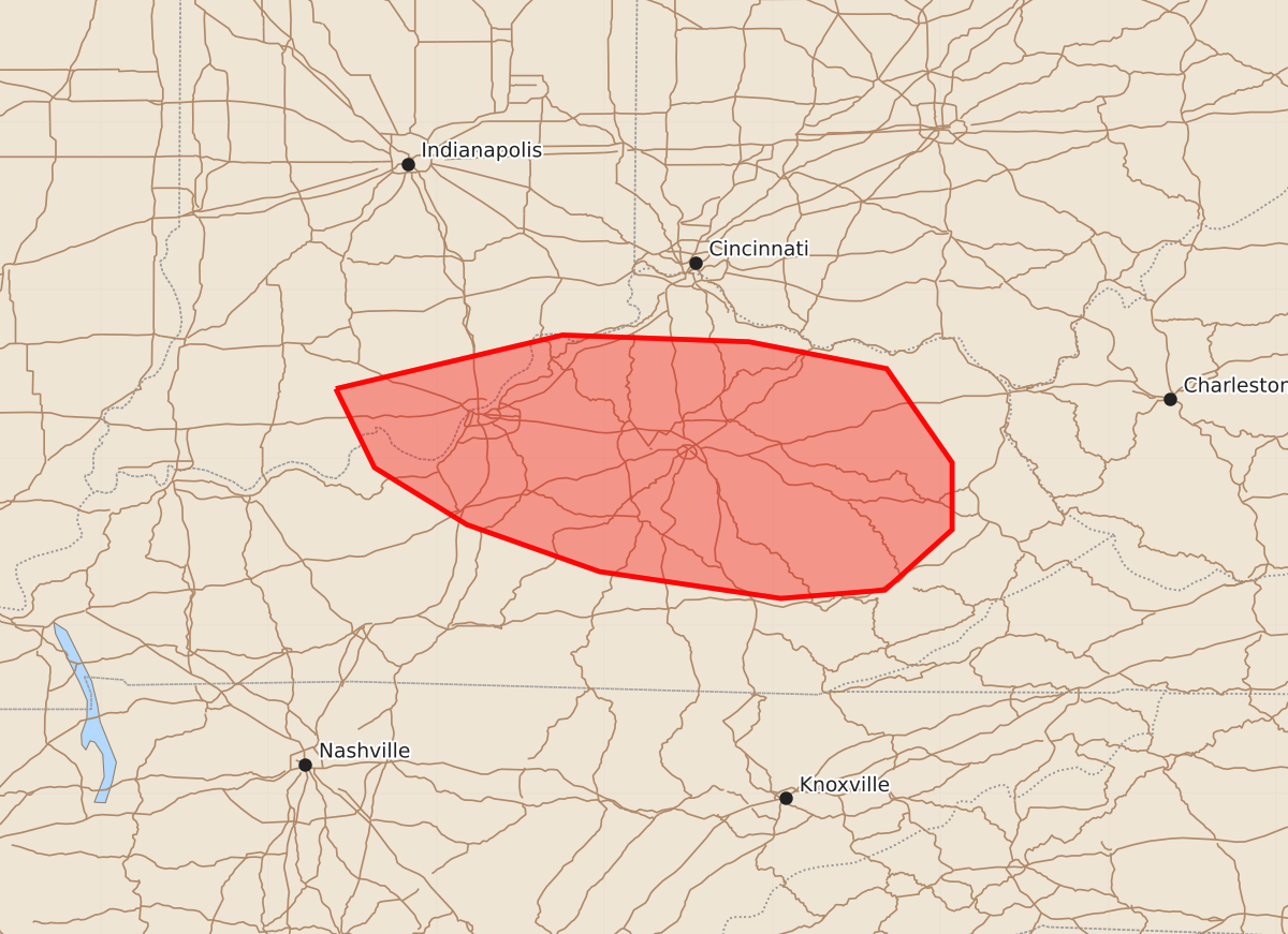 Risk area map for Mesoscale Discussion 1774