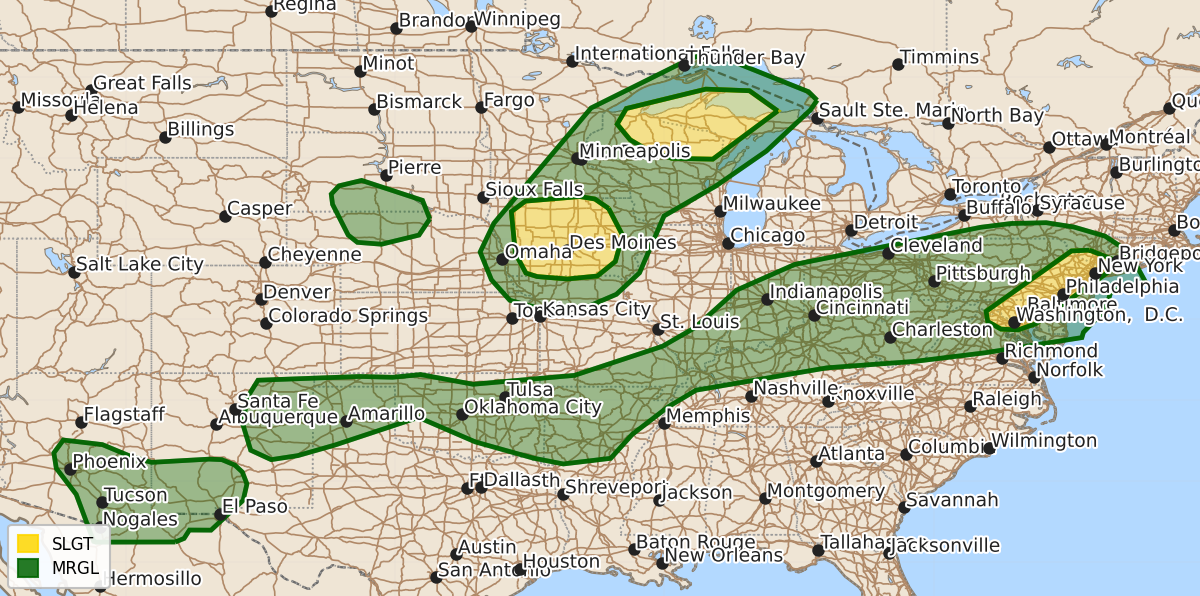 Risk area map for Day 1 Areal Outline