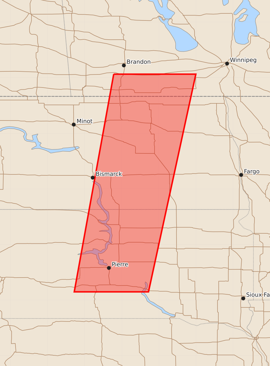 Risk area map for Watch 624 Outline