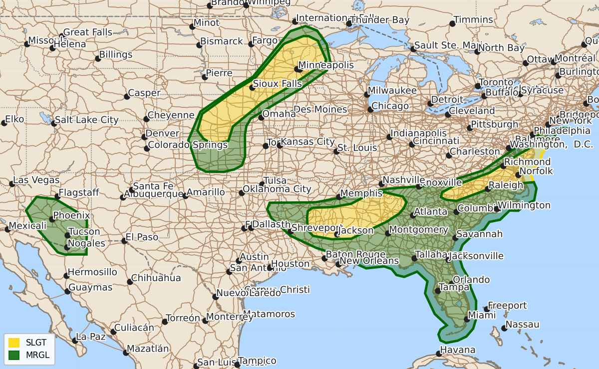 Risk area map for Day 1 Areal Outline