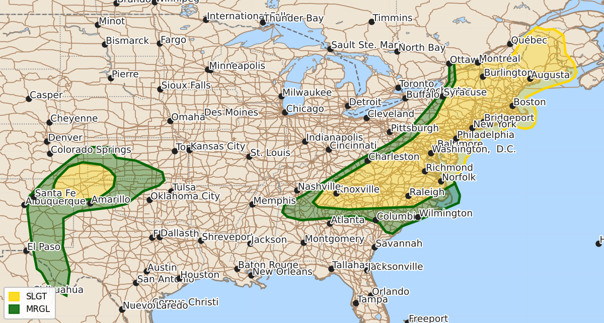 Risk area map for Day 1 Areal Outline