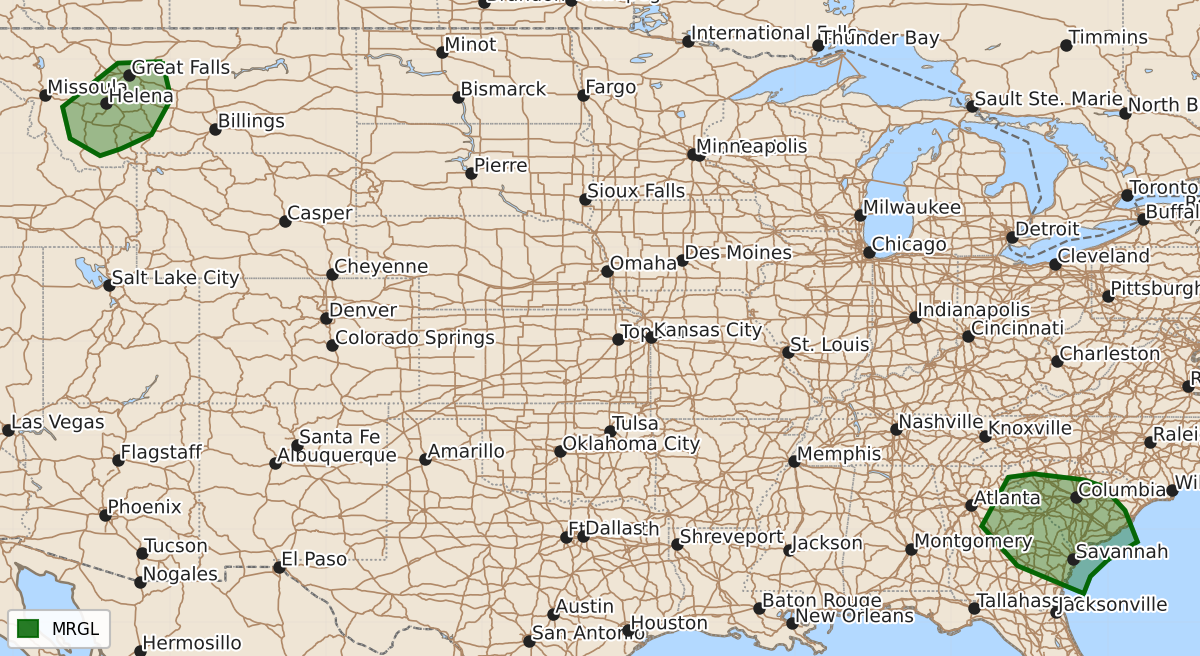 Risk area map for Day 2 Areal Outline