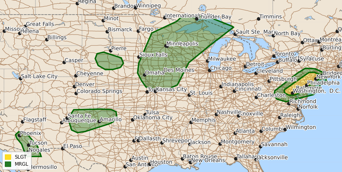 Risk area map for Day 1 Areal Outline