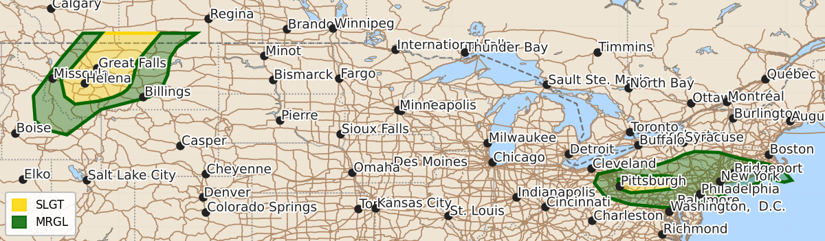 Risk area map for Day 1 Convective Outlook
