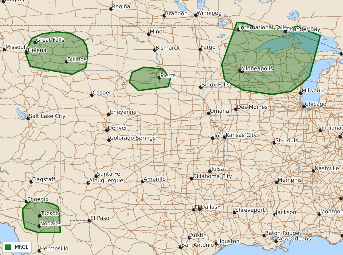 Risk area map for Day 2 Areal Outline
