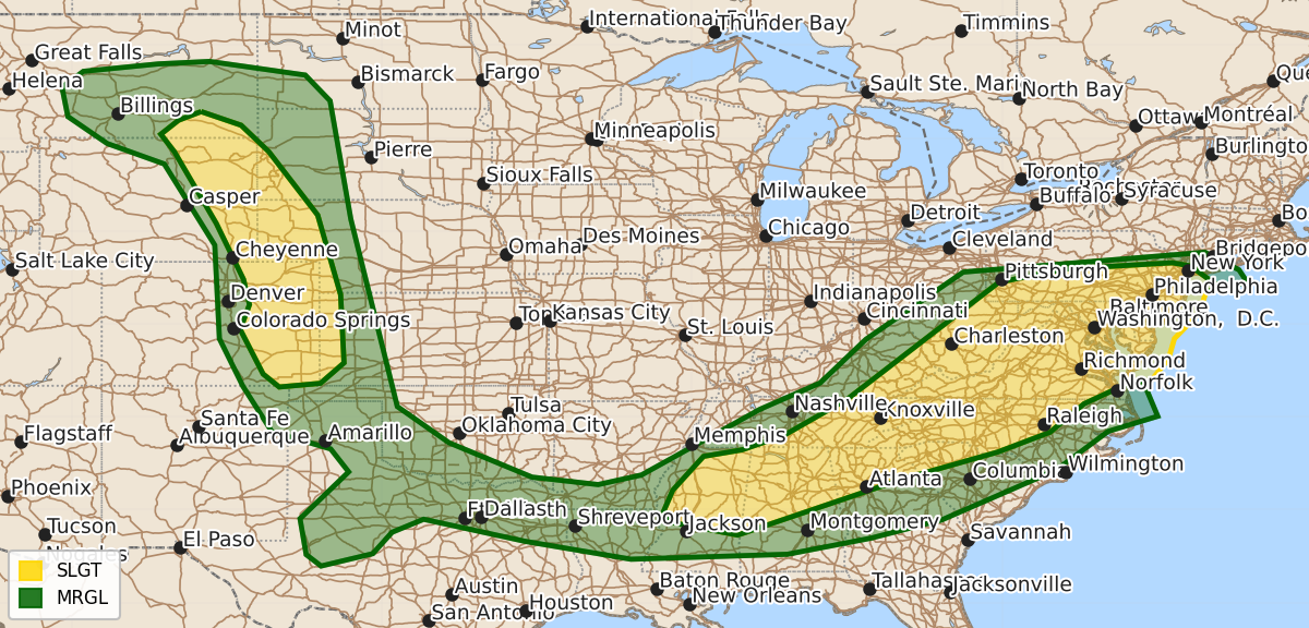 Risk area map for Day 1 Areal Outline