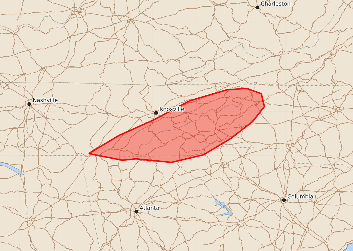 Risk area map for Mesoscale Discussion 2015
