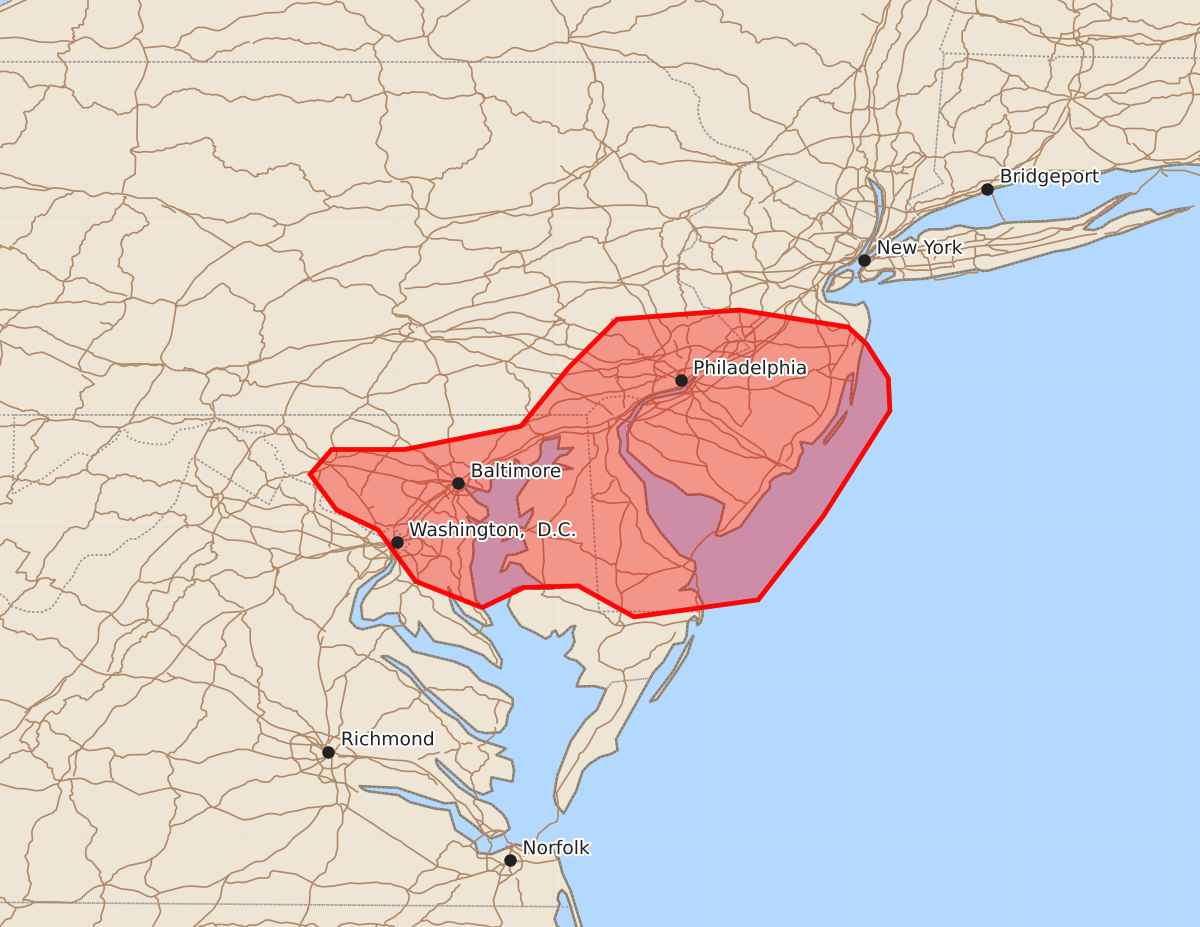 Risk area map for Mesoscale Discussion 1652