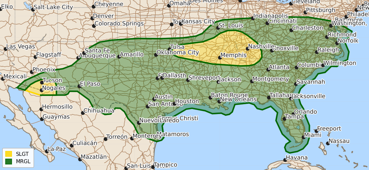 Risk area map for Day 1 Areal Outline