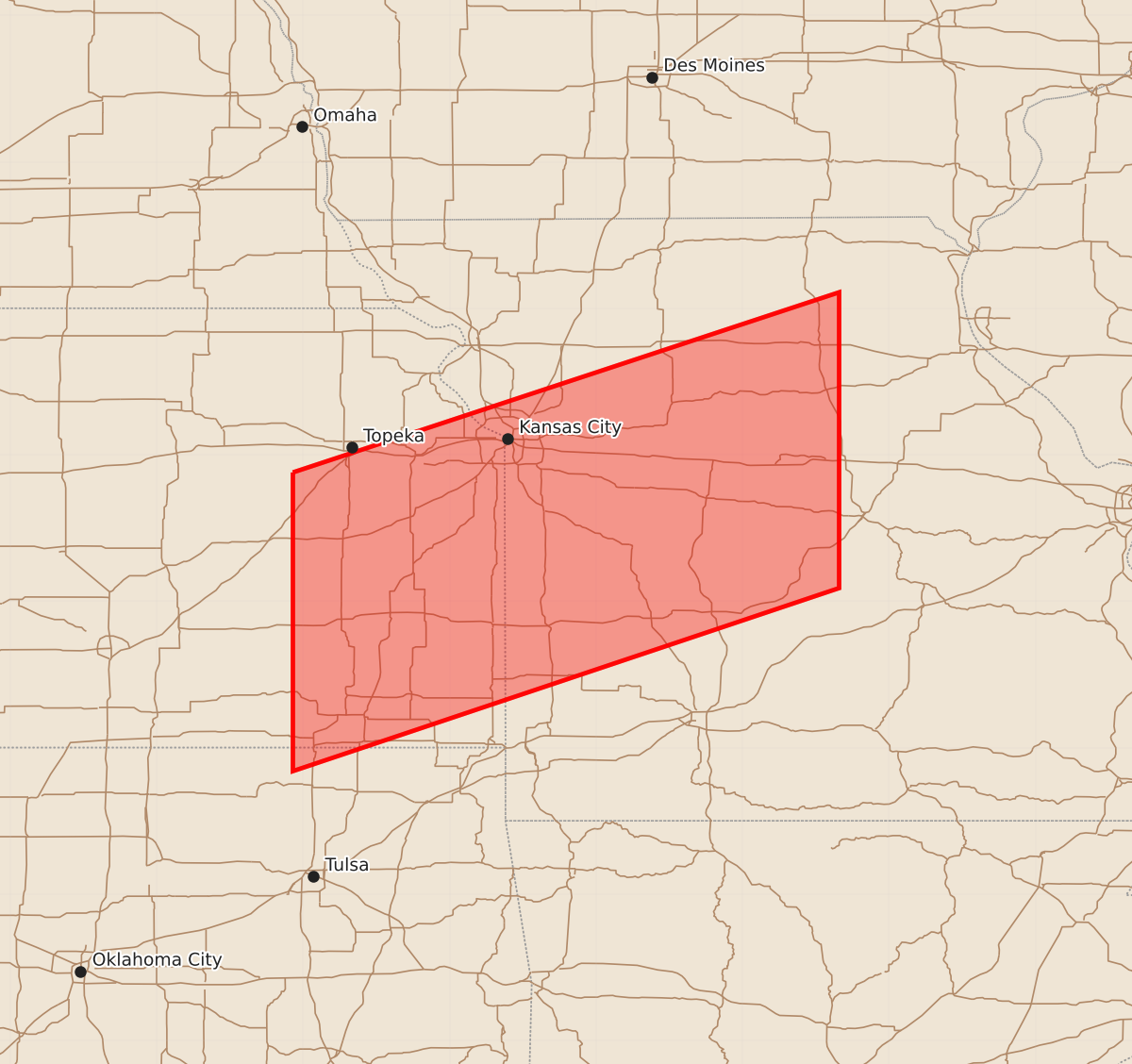Risk area map for Watch 343 Outline