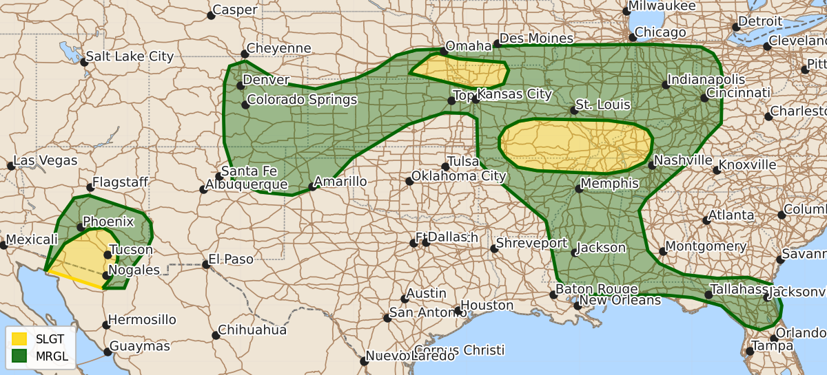 Risk area map for Day 1 Areal Outline