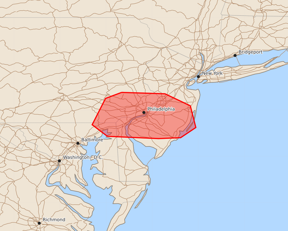 Risk area map for Mesoscale Discussion 1260
