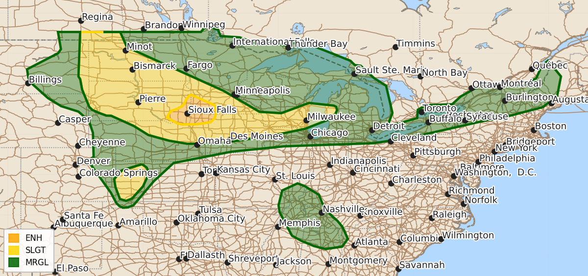 Risk area map for Day 1 Areal Outline