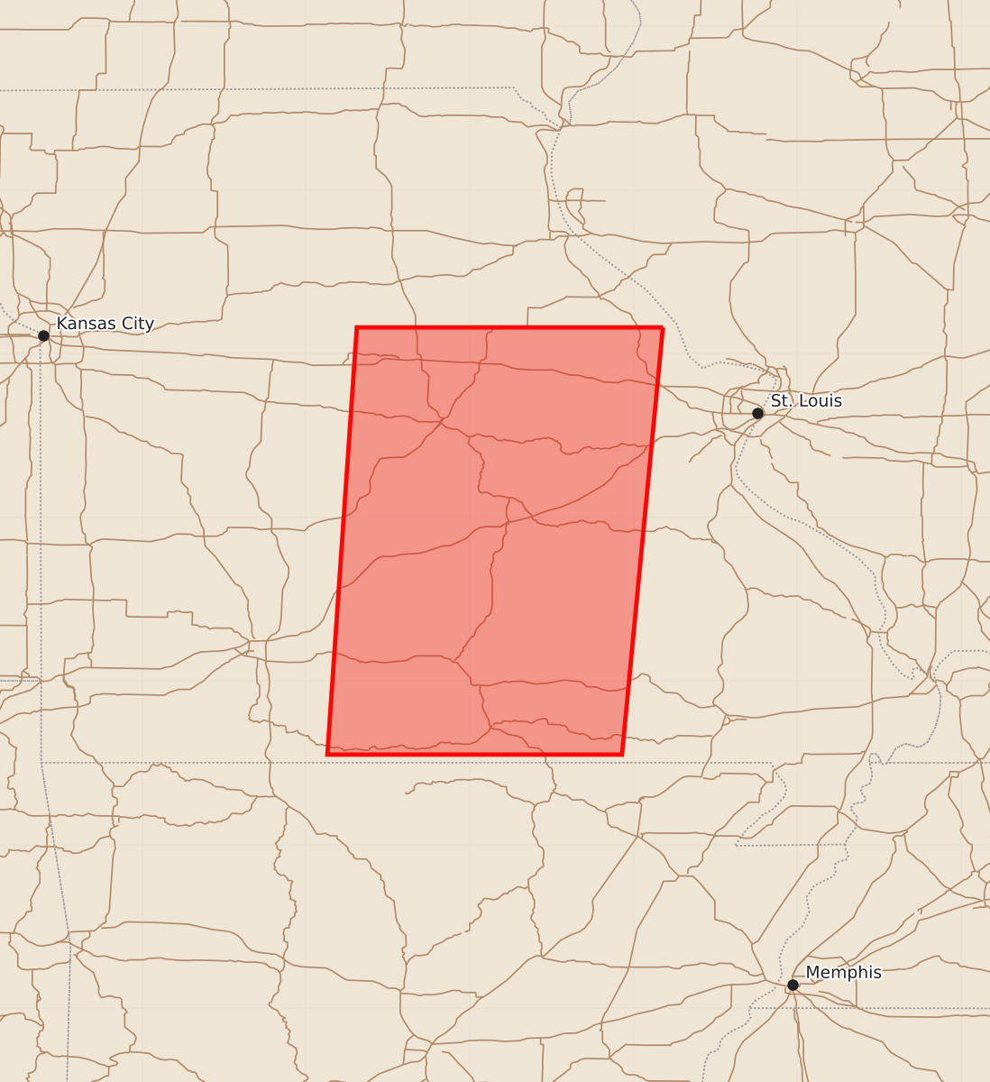 Risk area map for Watch 536 Outline