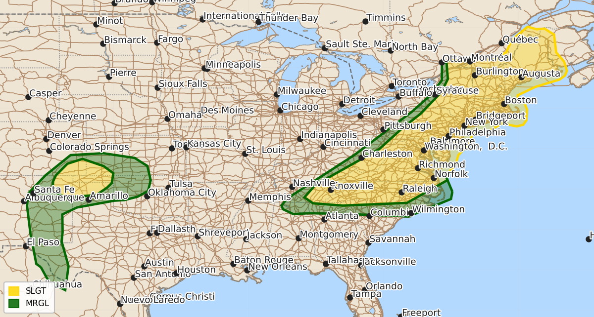 Risk area map for Day 1 Areal Outline
