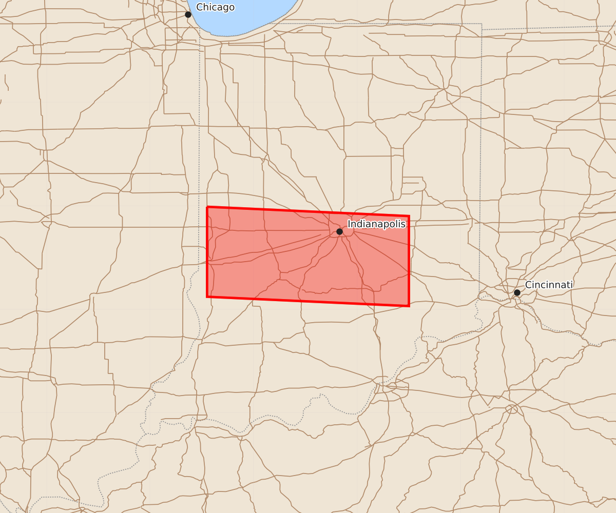 Risk area map for Watch 589 Outline