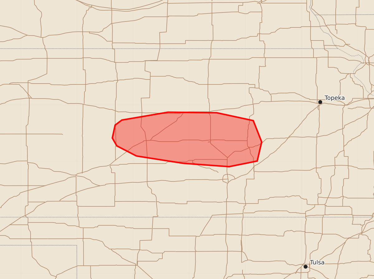 Risk area map for Mesoscale Discussion 2030