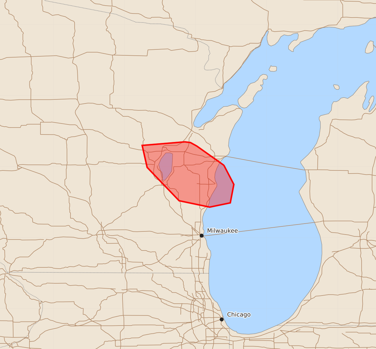 Risk area map for Mesoscale Discussion 1761