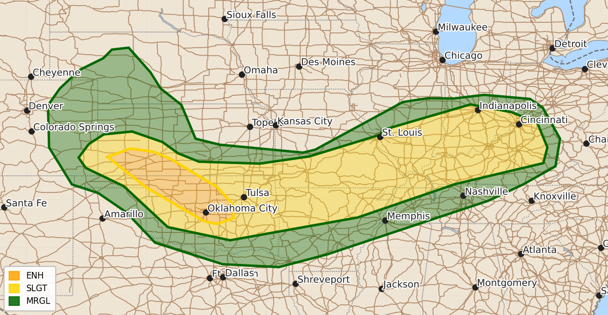 Risk area map for Day 1 Areal Outline