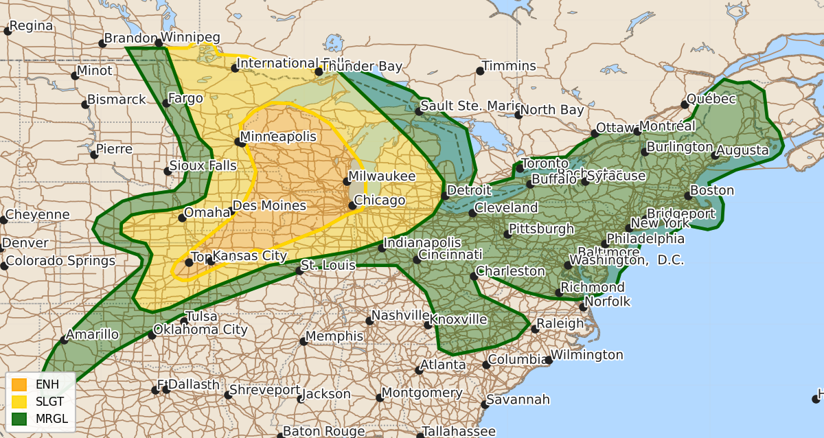 Risk area map for Day 1 Areal Outline