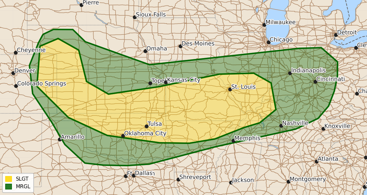 Risk area map for Day 3 Convective Outlook