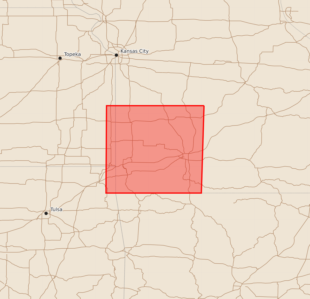 Risk area map for Watch 331 Outline