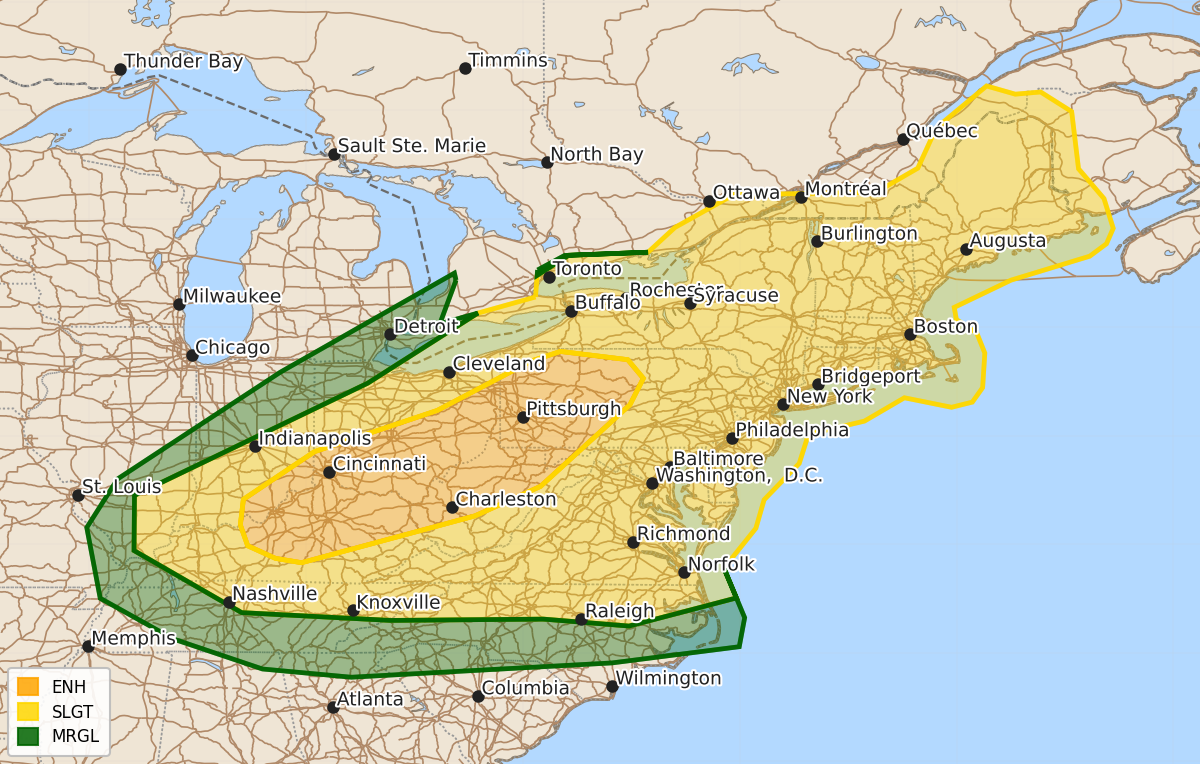 Risk area map for Day 3 Areal Outline