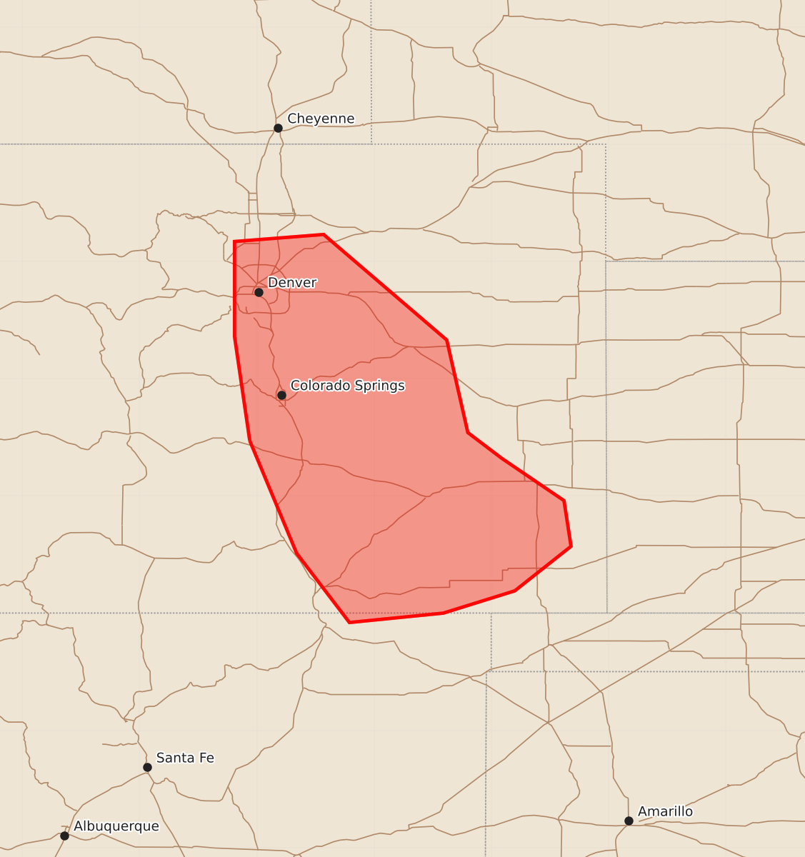 Risk area map for Mesoscale Discussion 1315