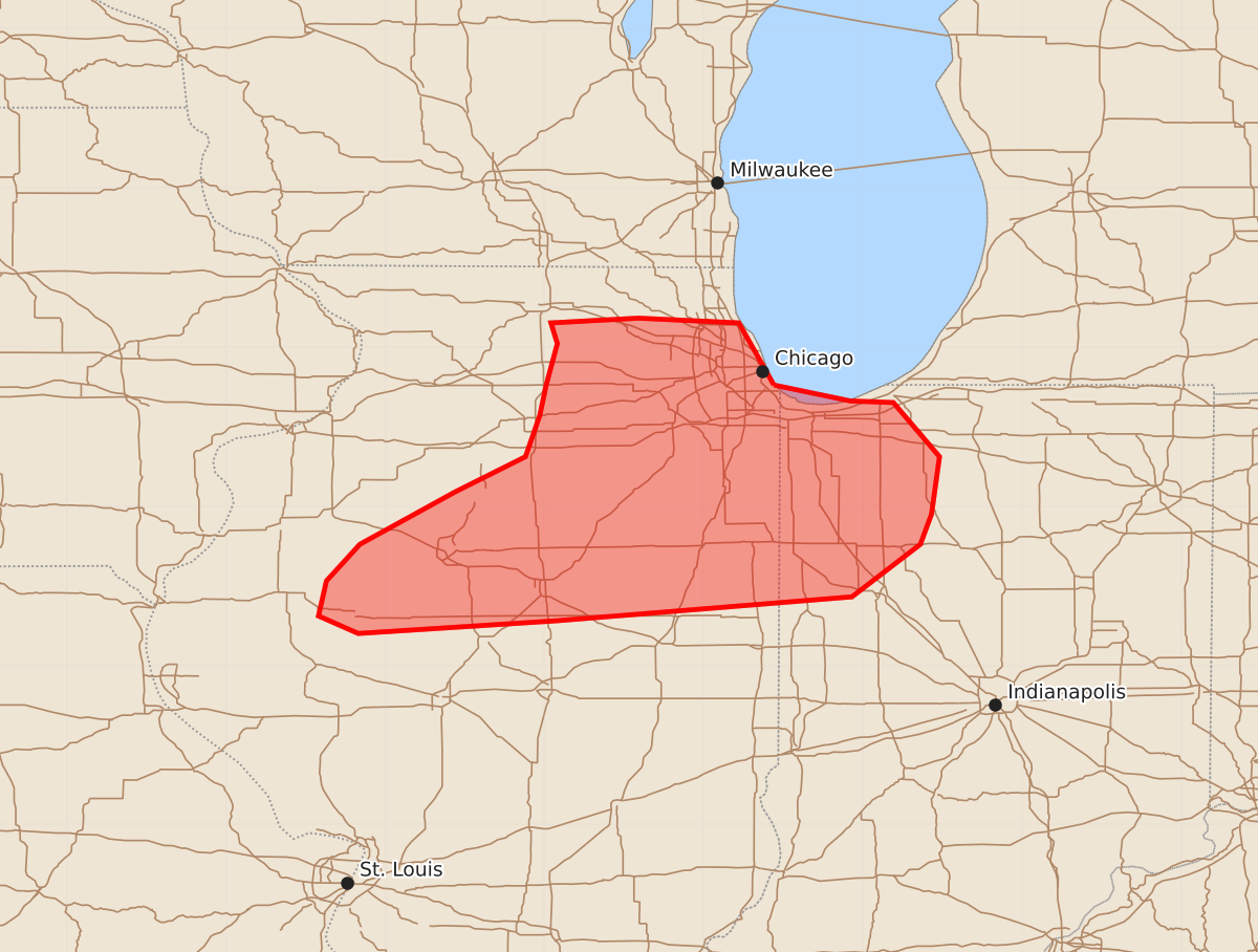 Risk area map for Mesoscale Discussion 1078