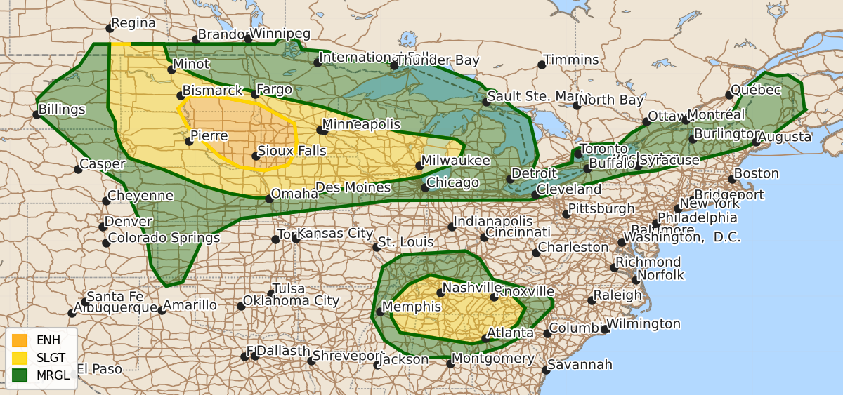 Risk area map for Day 1 Areal Outline