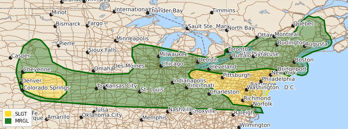 Risk area map for Day 3 Areal Outline