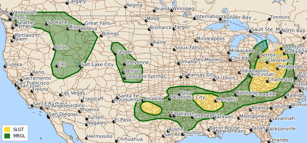 Risk area map for Day 1 Areal Outline