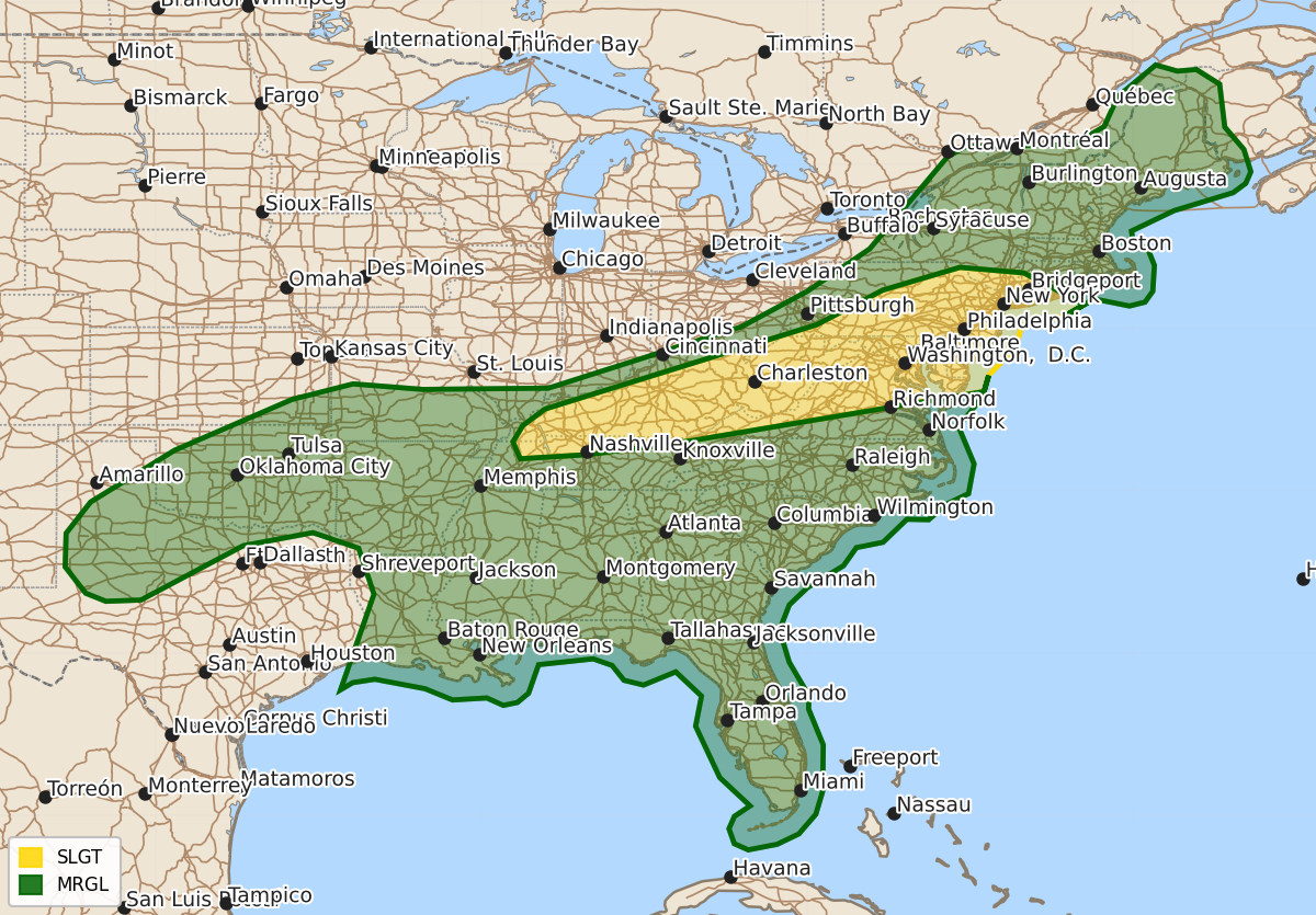 Risk area map for Day 3 Convective Outlook