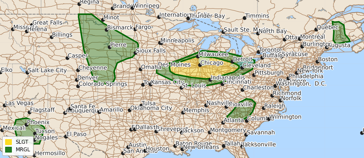 Risk area map for Day 1 Areal Outline