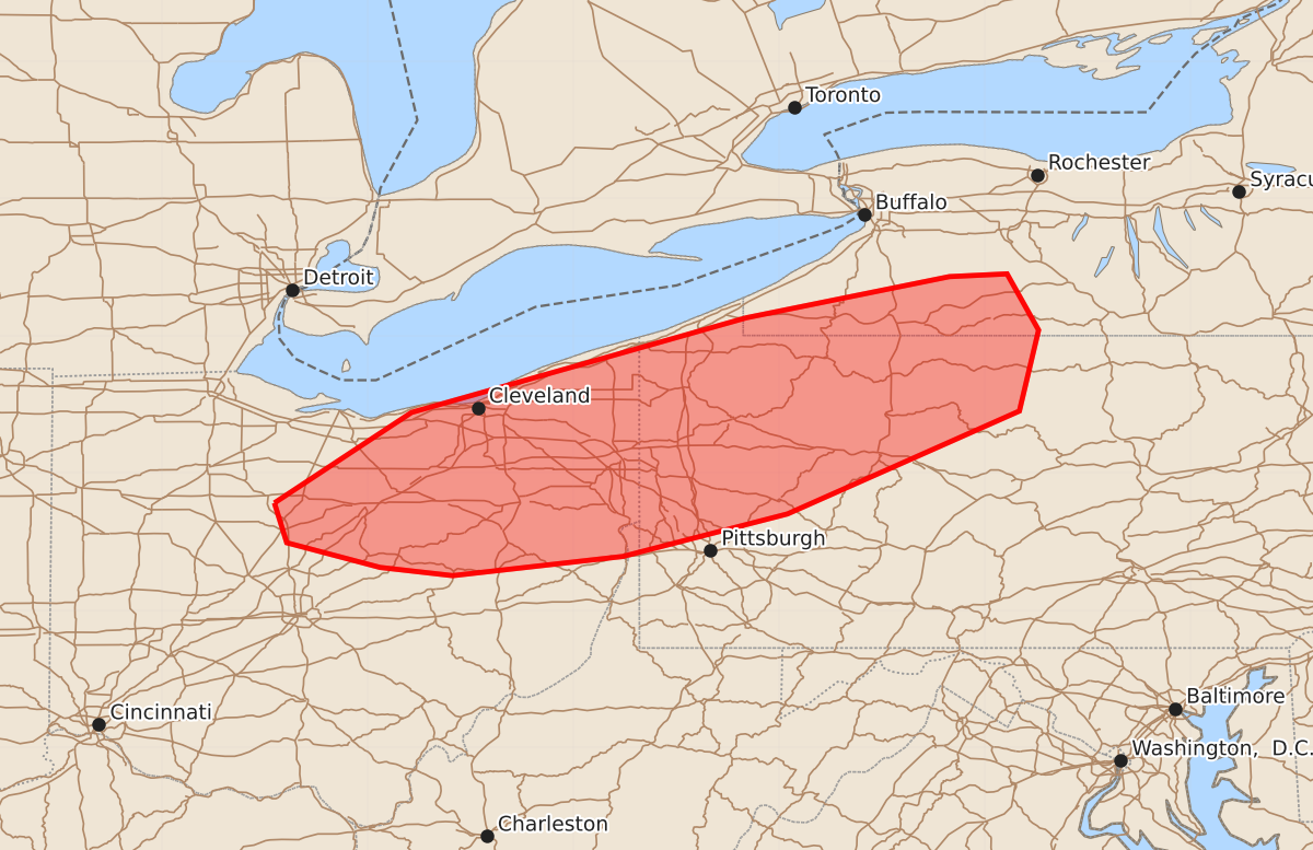 Risk area map for Mesoscale Discussion 2274