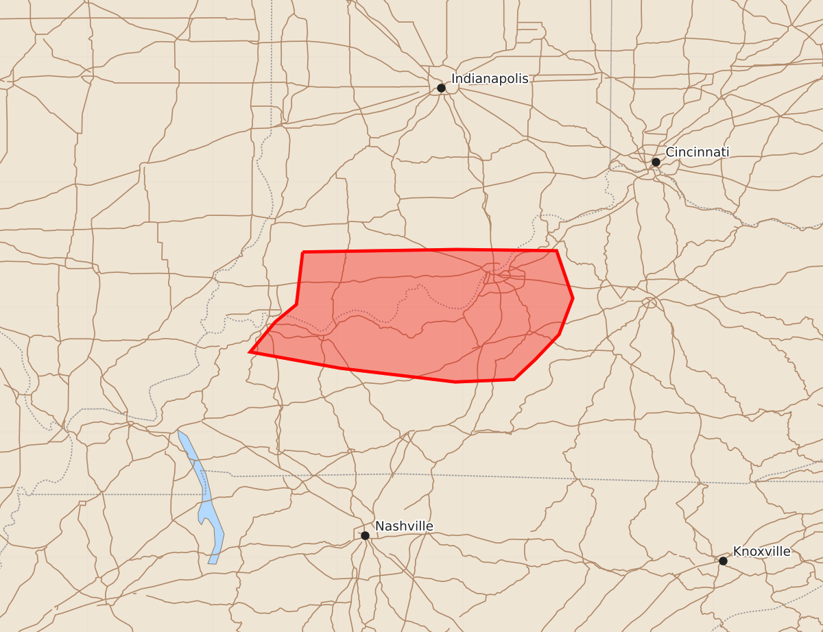 Risk area map for Mesoscale Discussion 2009