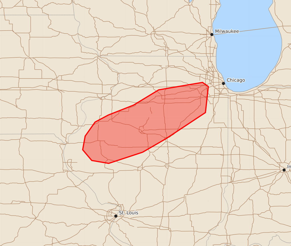 Risk area map for Mesoscale Discussion 1088