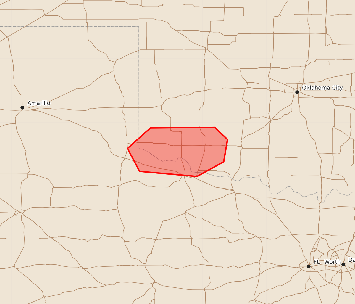 Risk area map for Mesoscale Discussion 1328
