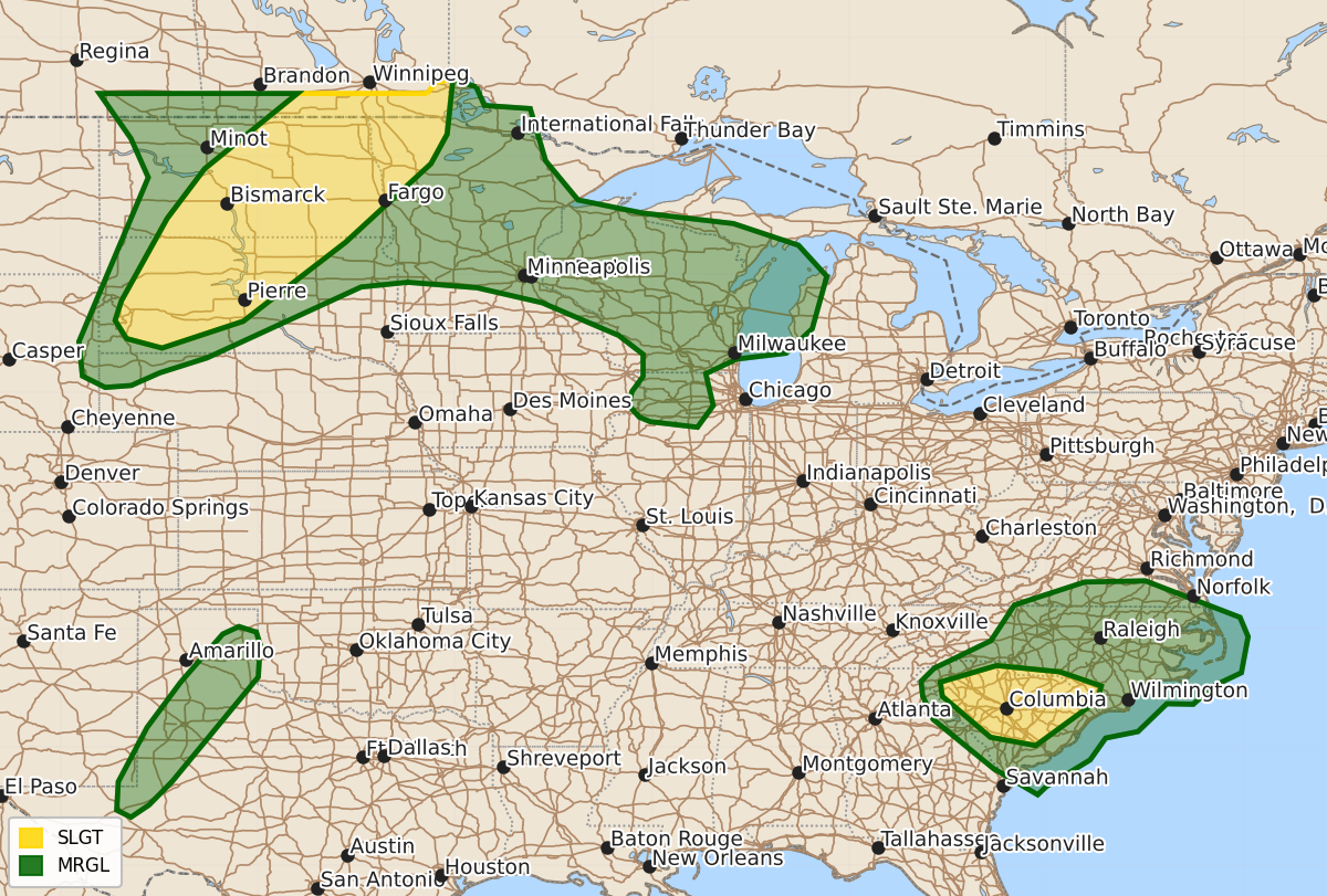 Risk area map for Day 1 Areal Outline