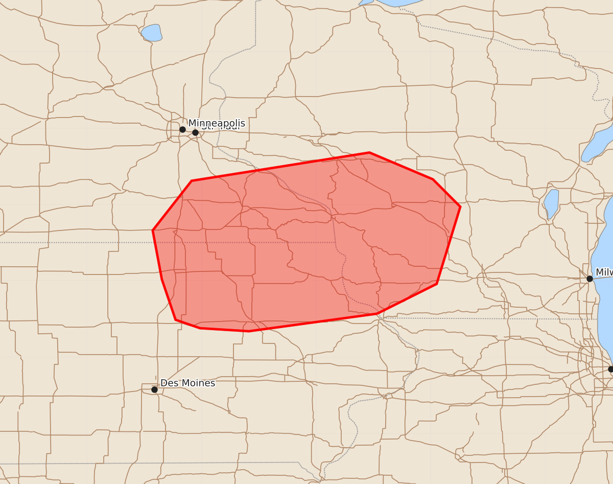 Risk area map for Mesoscale Discussion 2024